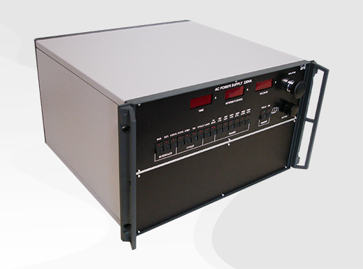 6 U power electronics rack to create a 50 or 60 Hz AC voltage adjustable from 0 to 700 V AC in 6 ranges.